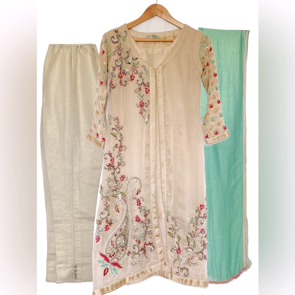 Embroidered 4- Piece Shirt with Pant